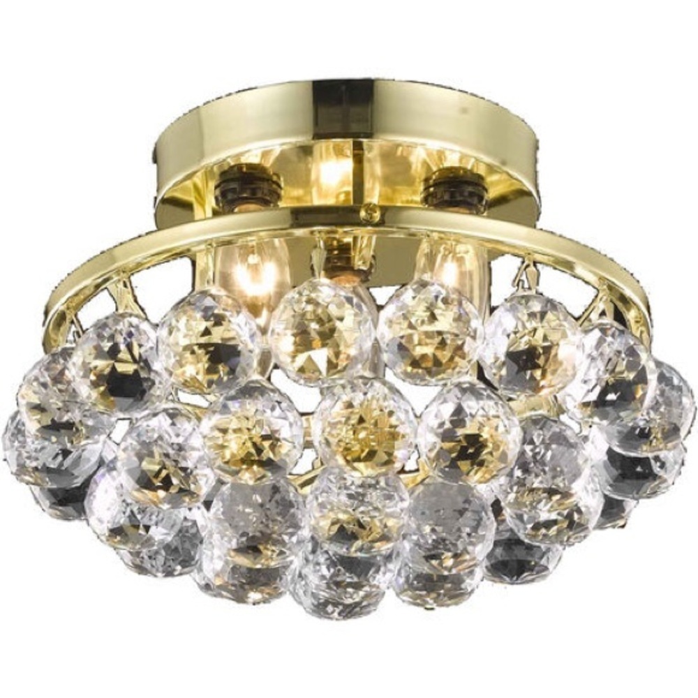 NIB Elegant Lighting Corona 10" Gold Crystal Flush Mount Ceiling Light